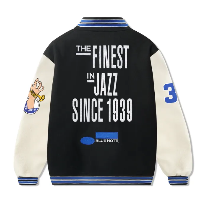 Jackets Men Butter Goods Blue Note Varsity Jacket Navy Cream Jackets Men Butter Goods Blue Note Varsity Jacket Navy Cream