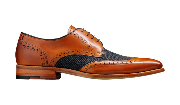 Jackson 8211 Cedar Calf Blue Tweed Mens Barker Shoes Brogues