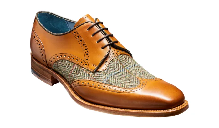 Jackson 8211 Cedar Calf Green Tweed Mens Barker Shoes Brogues