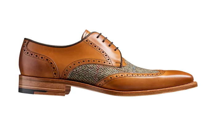 Jackson 8211 Cedar Calf Green Tweed Mens Barker Shoes Brogues