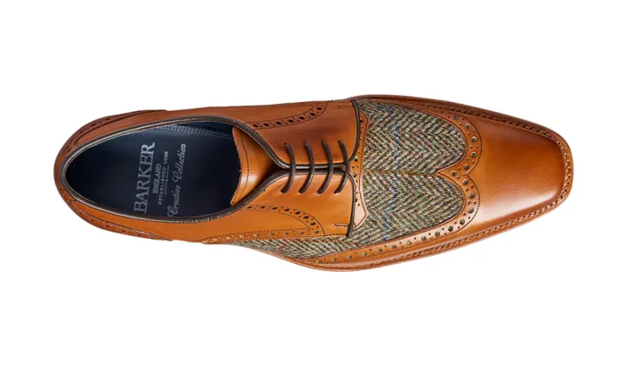 Jackson 8211 Cedar Calf Green Tweed Mens Barker Shoes Brogues