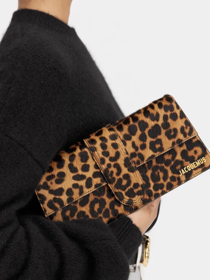 JACQUEMUS Bambinos Long Flap Bag Print Leopard Brown 8211 Women