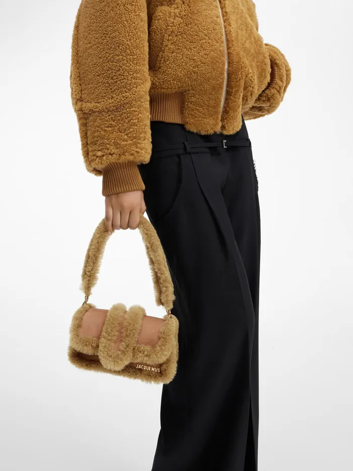 JACQUEMUS Bambinos Mini Puffed Shearling Bag Camel 8211 Women