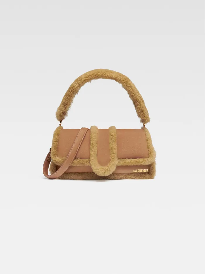JACQUEMUS Bambinos Puffed Shearling Flap Bag Camel 8211 Women