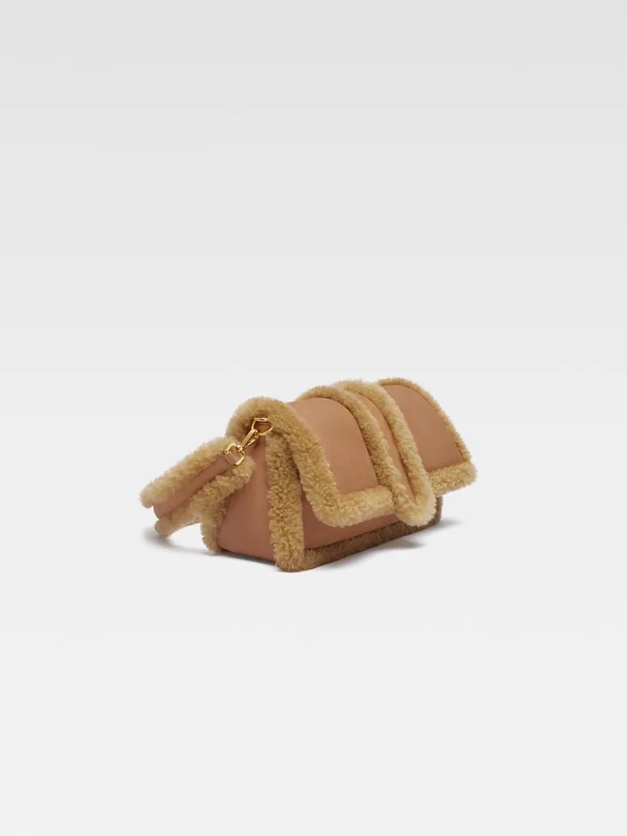 JACQUEMUS Bambinos Puffed Shearling Flap Bag Camel 8211 Women