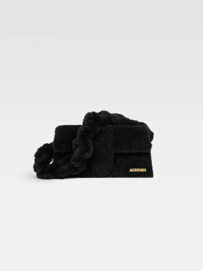 JACQUEMUS Bambinos Shearling Flap Bag Black 8211 Women