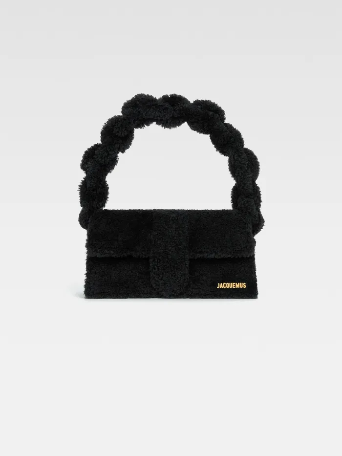 JACQUEMUS Bambinos Shearling Flap Bag Black 8211 Women