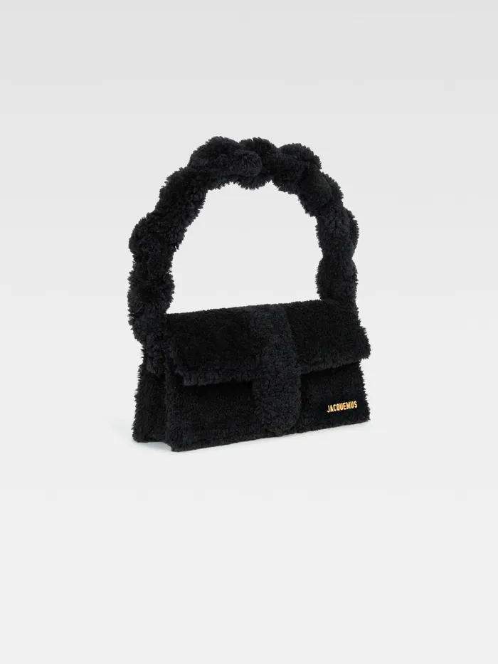 JACQUEMUS Bambinos Shearling Flap Bag Black 8211 Women