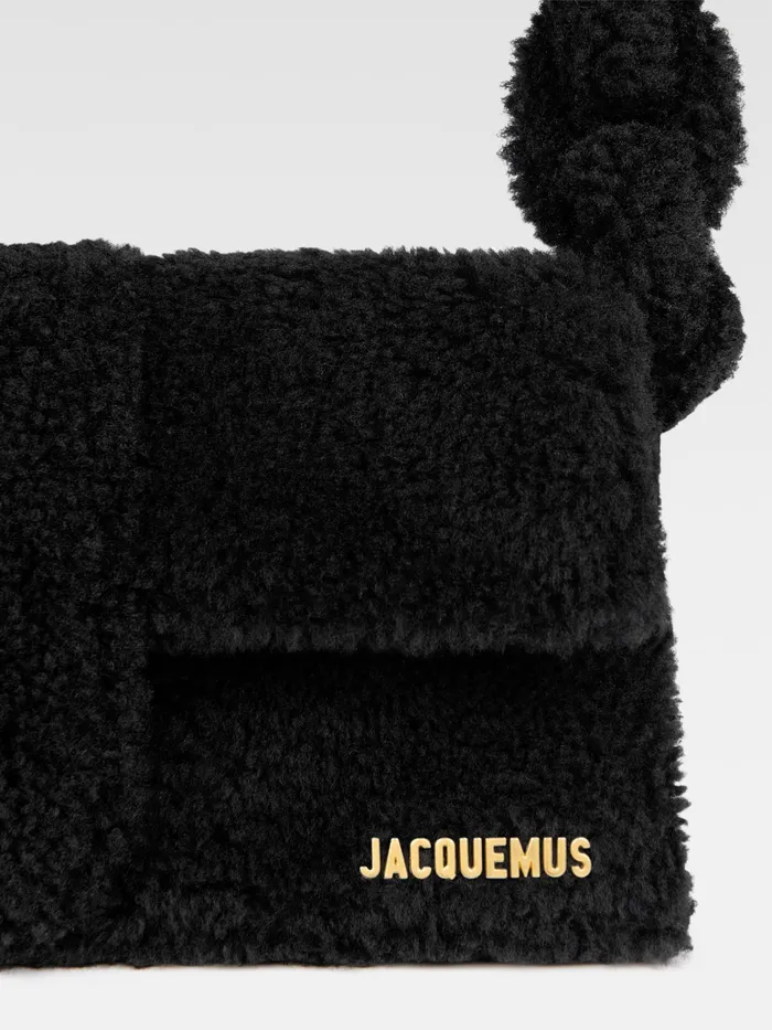JACQUEMUS Bambinos Shearling Flap Bag Black 8211 Women