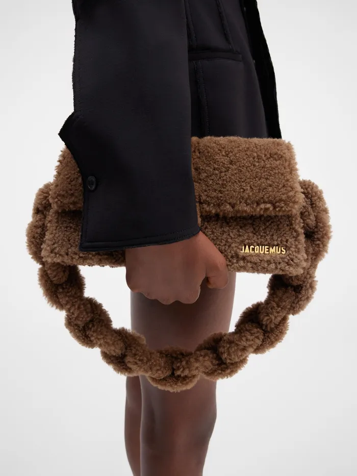 JACQUEMUS Bambinos Shearling Flap Bag Brown 8211 Women
