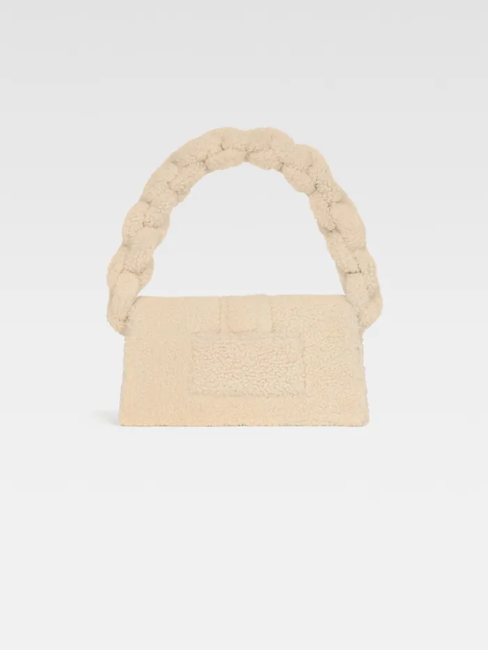 JACQUEMUS Bambinos Shearling Flap Bag Ivory 8211 Women
