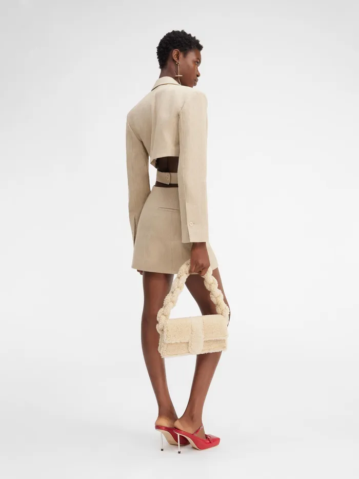 JACQUEMUS Bambinos Shearling Flap Bag Ivory 8211 Women