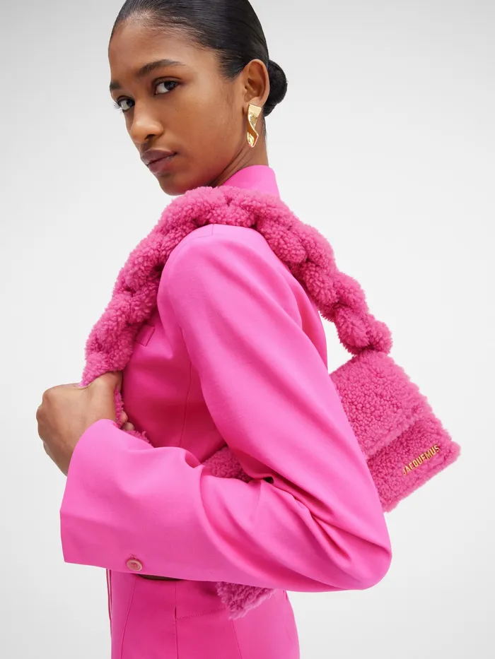 JACQUEMUS Bambinos Shearling Flap Bag Pink 8211 Women