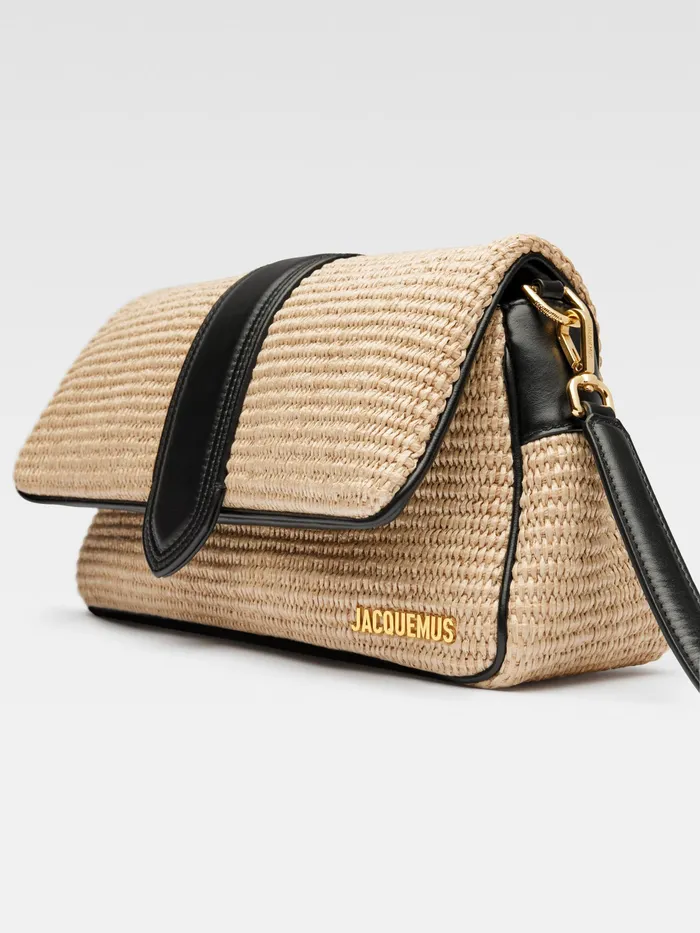 JACQUEMUS Bambinos Woven Puffed Flap Bag Ivoryblack 8211 Women