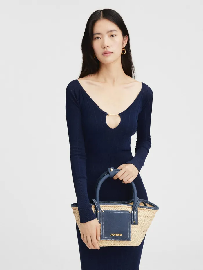 JACQUEMUS Baskets and Totebags Mini Beach Basket Bag Dark Navy 8211 Women
