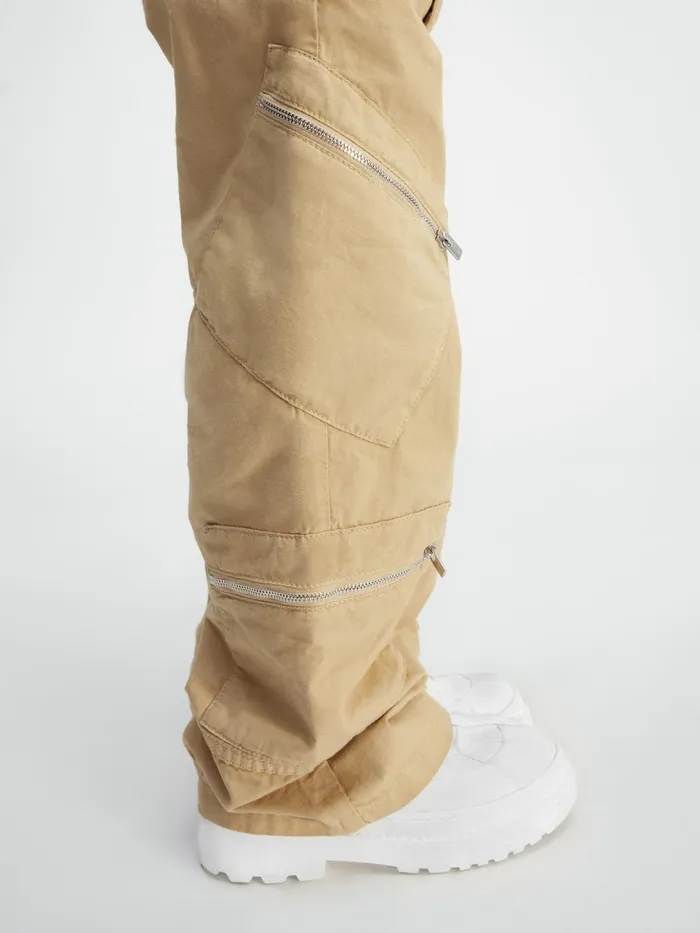 JACQUEMUS Bottoms Cargo Pants With Zip Pockets Dark Beige 8211 Kids