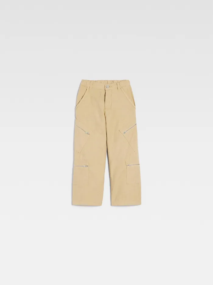 JACQUEMUS Bottoms Cargo Pants With Zip Pockets Dark Beige 8211 Kids