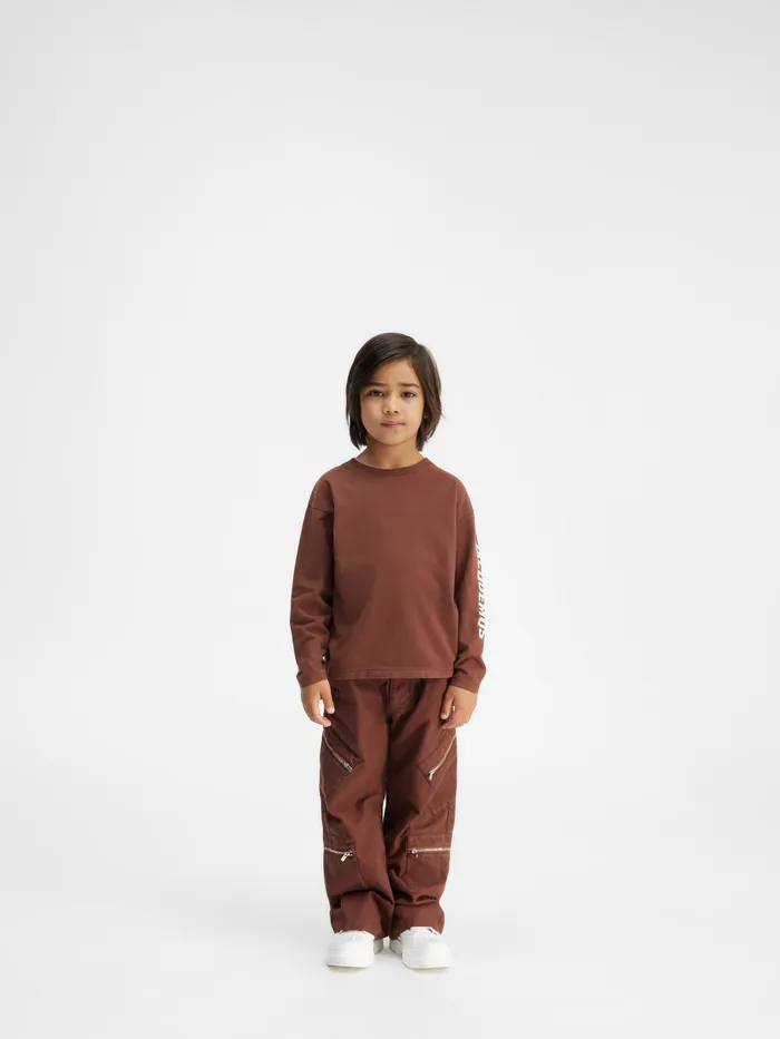 JACQUEMUS Bottoms Cargo Pants With Zip Pockets Dark Brown 8211 Kids
