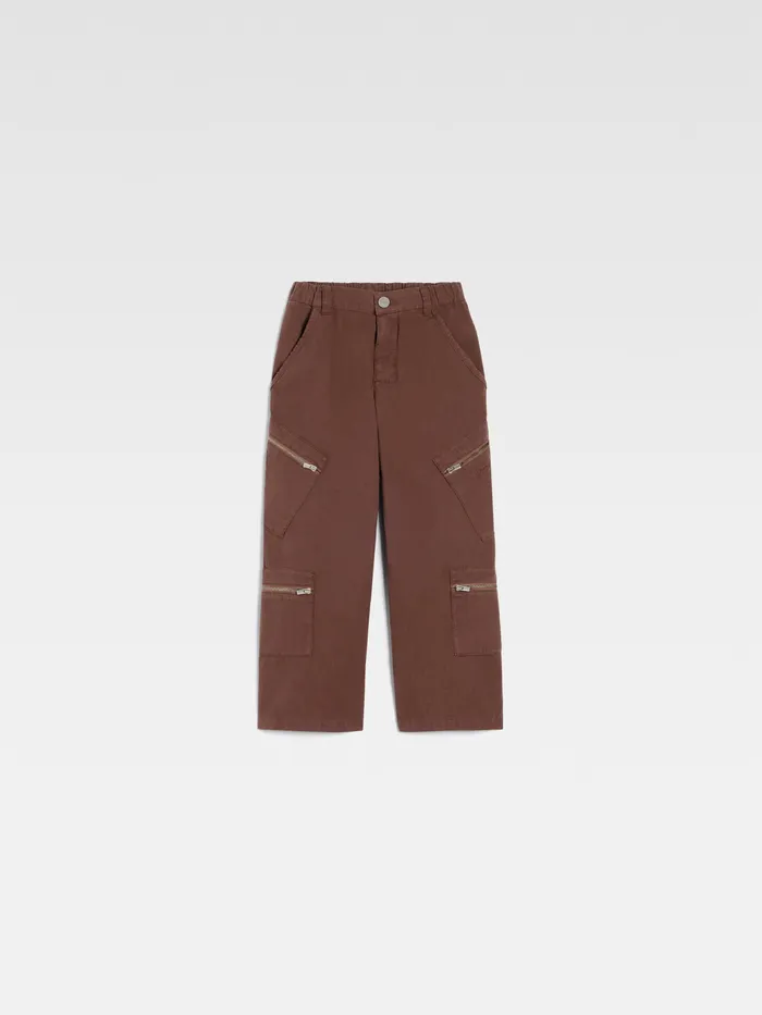 JACQUEMUS Bottoms Cargo Pants With Zip Pockets Dark Brown 8211 Kids