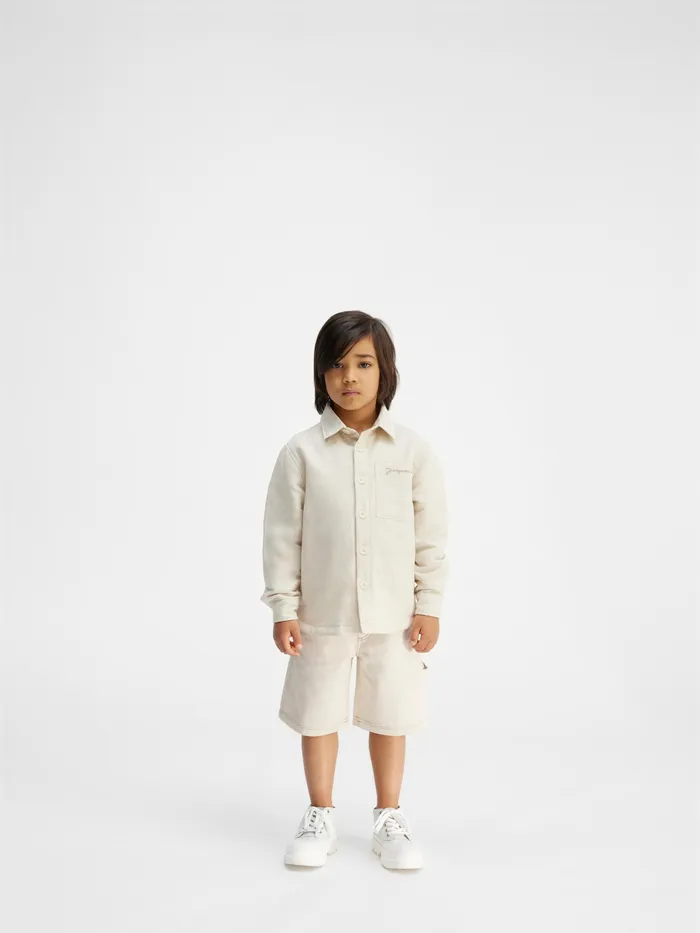 JACQUEMUS Bottoms Denim Workwear Shorts Offwhite 8211 Kids