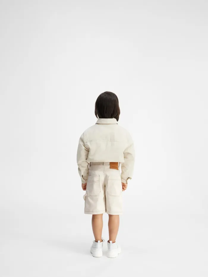 JACQUEMUS Bottoms Denim Workwear Shorts Offwhite 8211 Kids