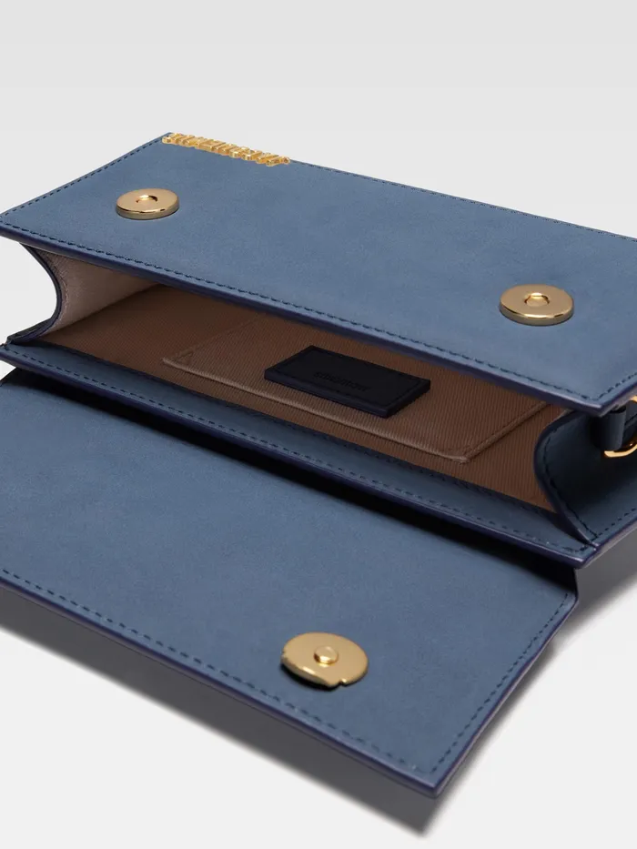 JACQUEMUS Chiquitos Long Leather Handbag Dark Navy 8211 Women
