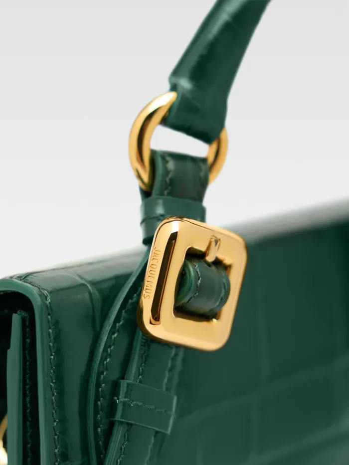 JACQUEMUS Chiquitos Long Signature Buckled Handbag Dark Green 8211 Women