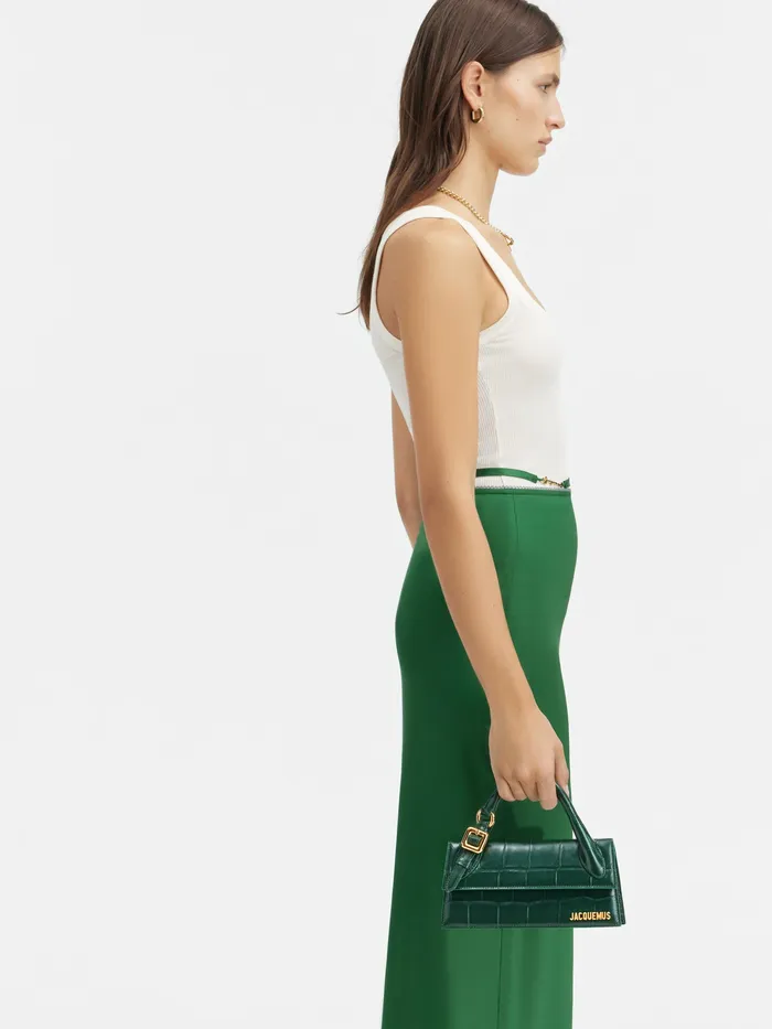 JACQUEMUS Chiquitos Long Signature Buckled Handbag Dark Green 8211 Women