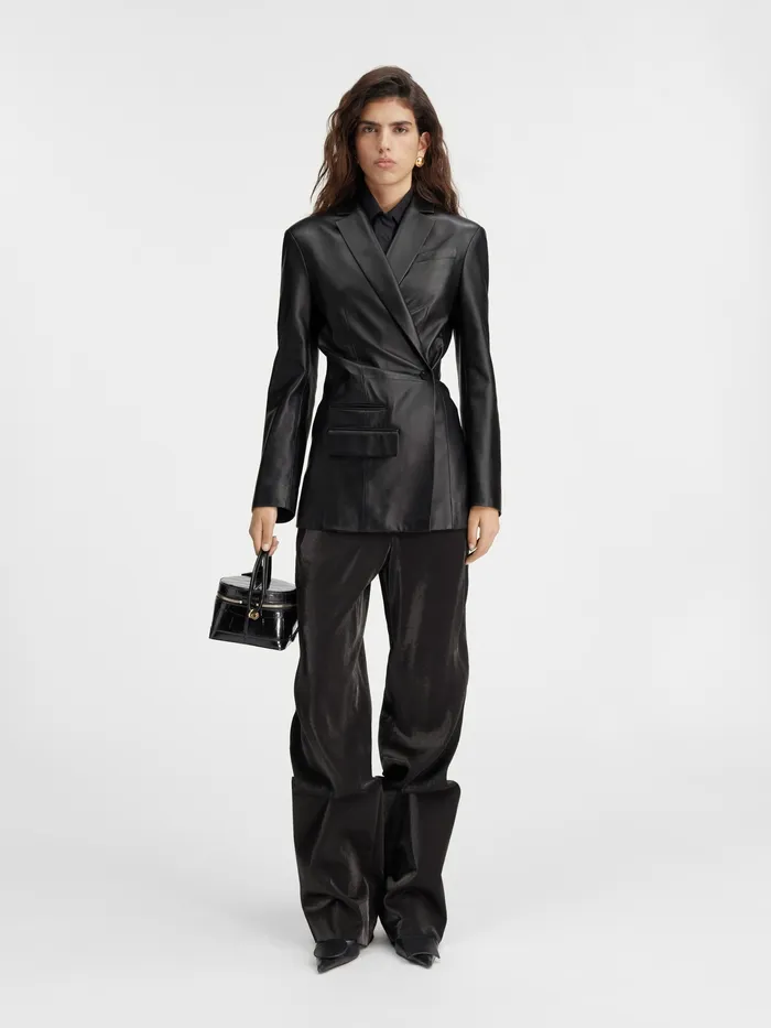 JACQUEMUS Coats and Jackets Asymmetric Leather Blazer Black 8211 Women