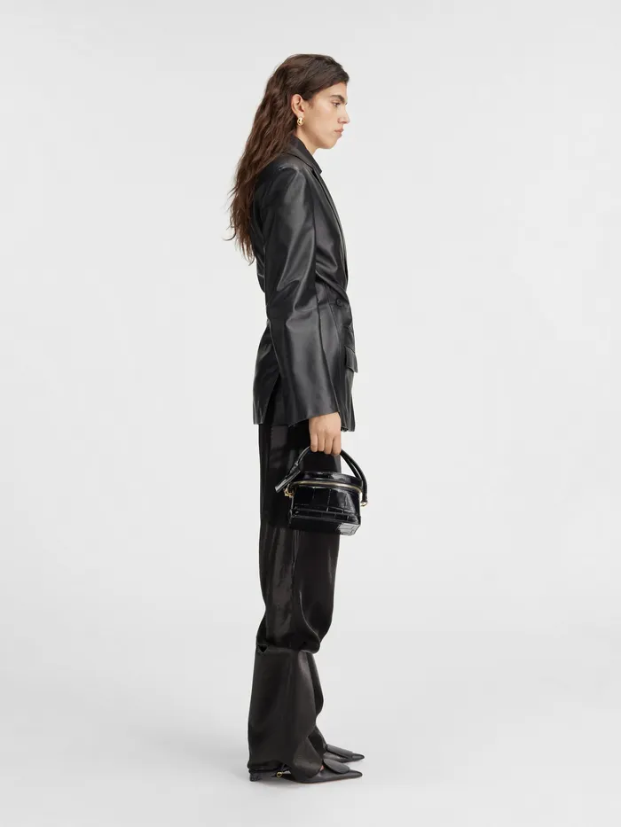 JACQUEMUS Coats and Jackets Asymmetric Leather Blazer Black 8211 Women