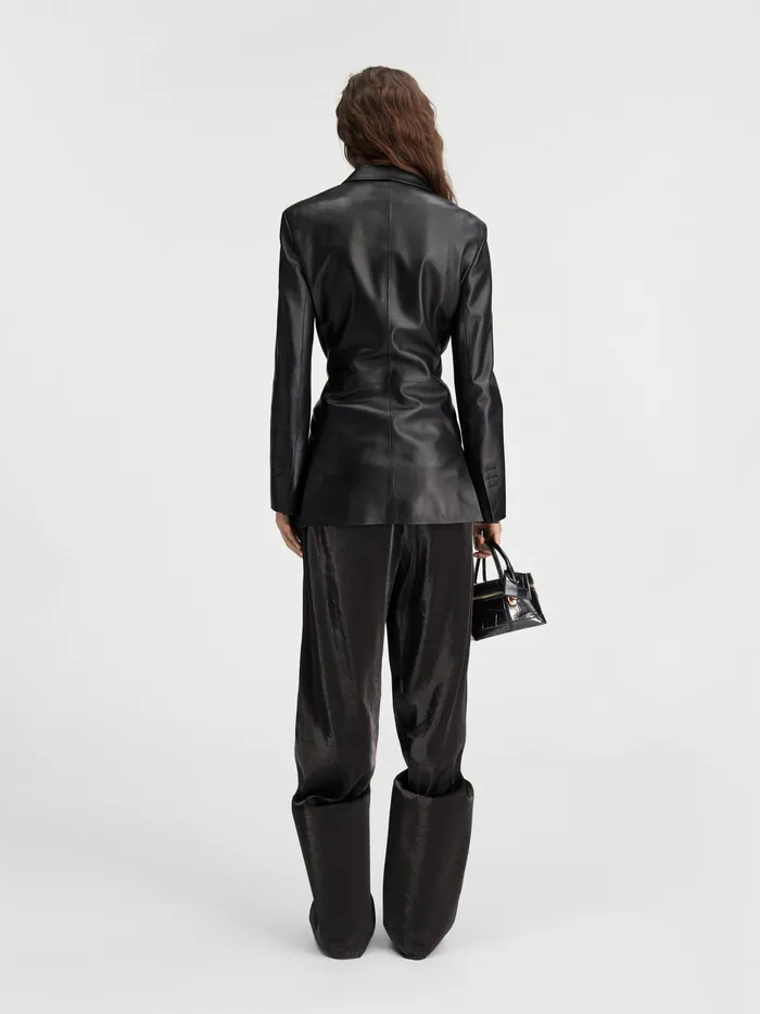 JACQUEMUS Coats and Jackets Asymmetric Leather Blazer Black 8211 Women