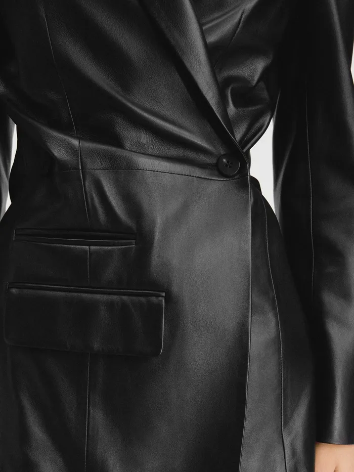 JACQUEMUS Coats and Jackets Asymmetric Leather Blazer Black 8211 Women