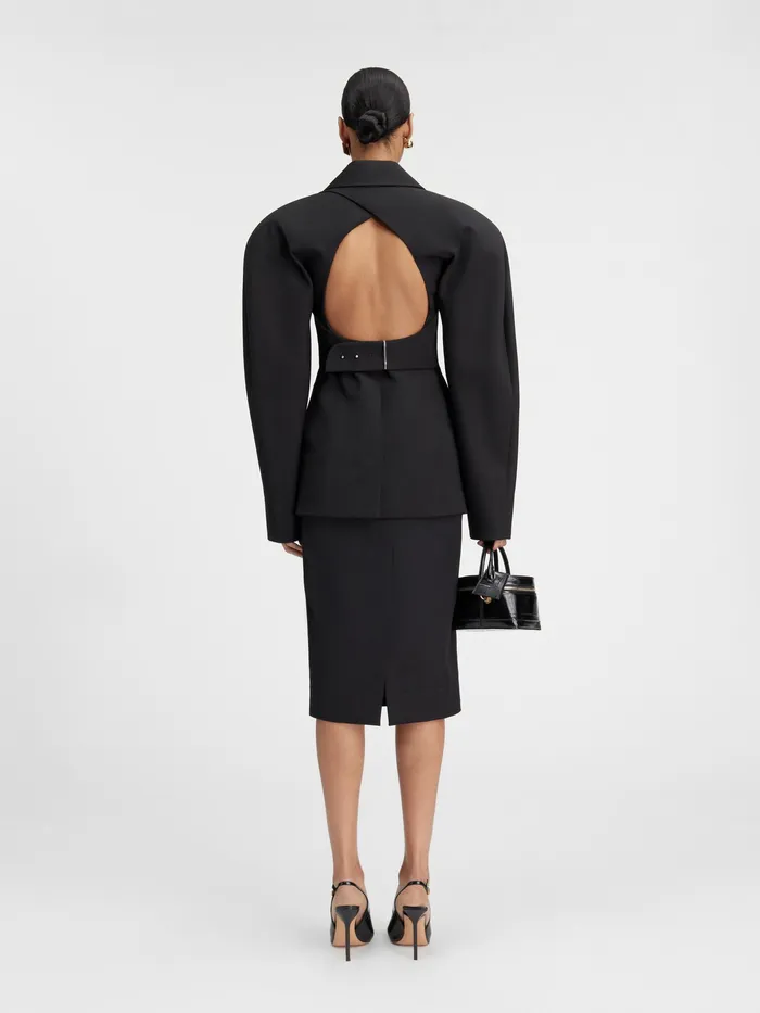 JACQUEMUS Coats and Jackets Belted Backless Jacket Black 8211 Women
