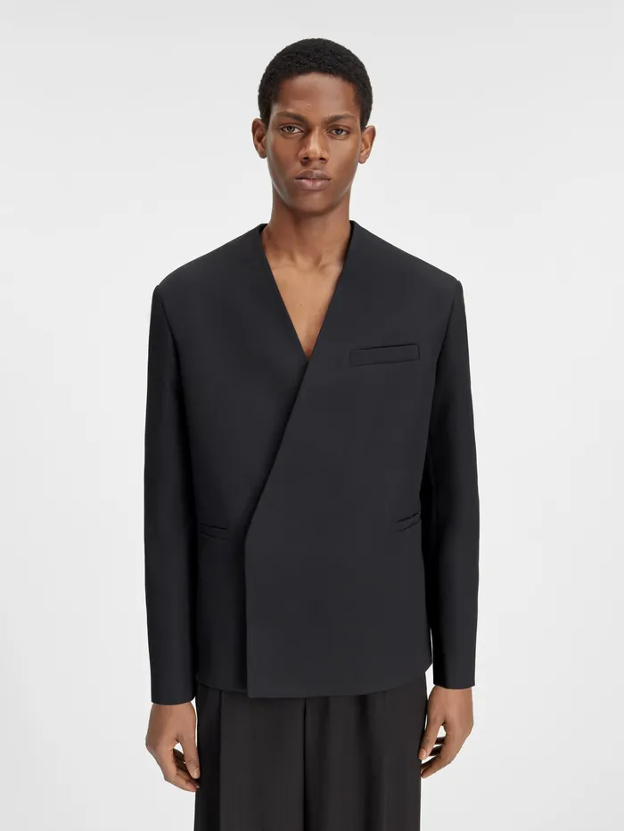 JACQUEMUS Coats and Jackets Collarless Blazer Black 8211 Men