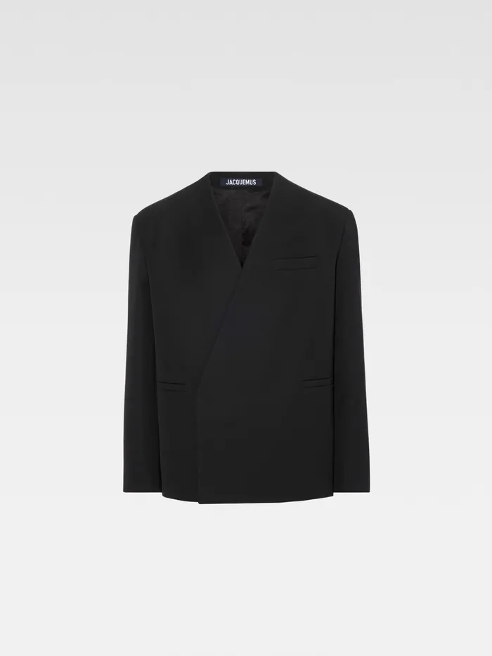 JACQUEMUS Coats and Jackets Collarless Blazer Black 8211 Men