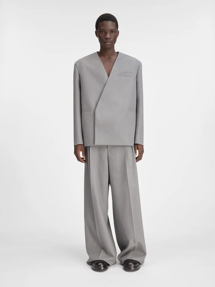 JACQUEMUS Coats and Jackets Collarless Blazer Grey 8211 Men