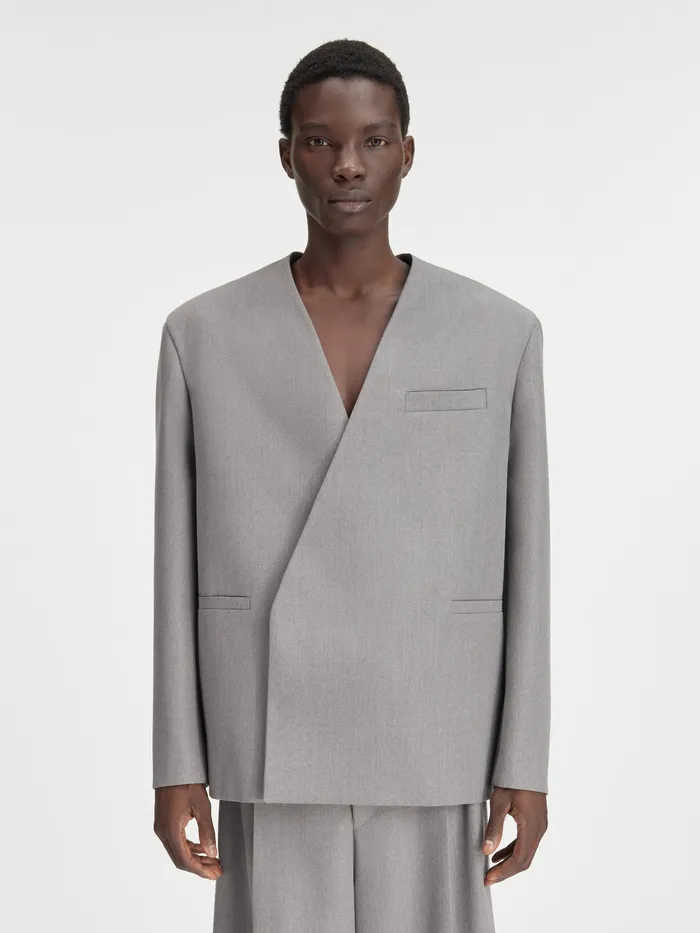 JACQUEMUS Coats and Jackets Collarless Blazer Grey 8211 Men
