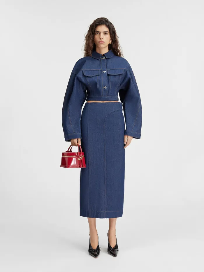 JACQUEMUS Coats and Jackets Cropped Denim Jacket Navybrown 8211 Women