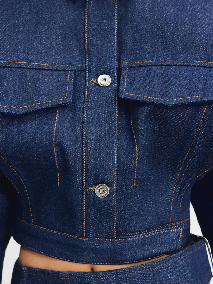 JACQUEMUS Coats and Jackets Cropped Denim Jacket Navybrown 8211 Women