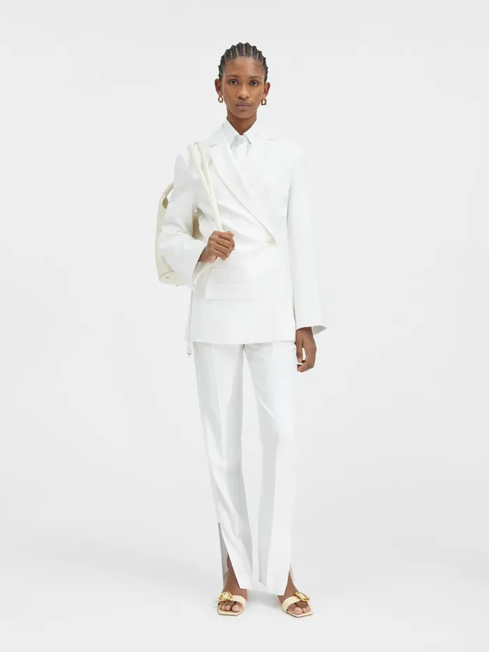 JACQUEMUS Coats and Jackets Crossover Double Breasted Blazer White 8211 Women