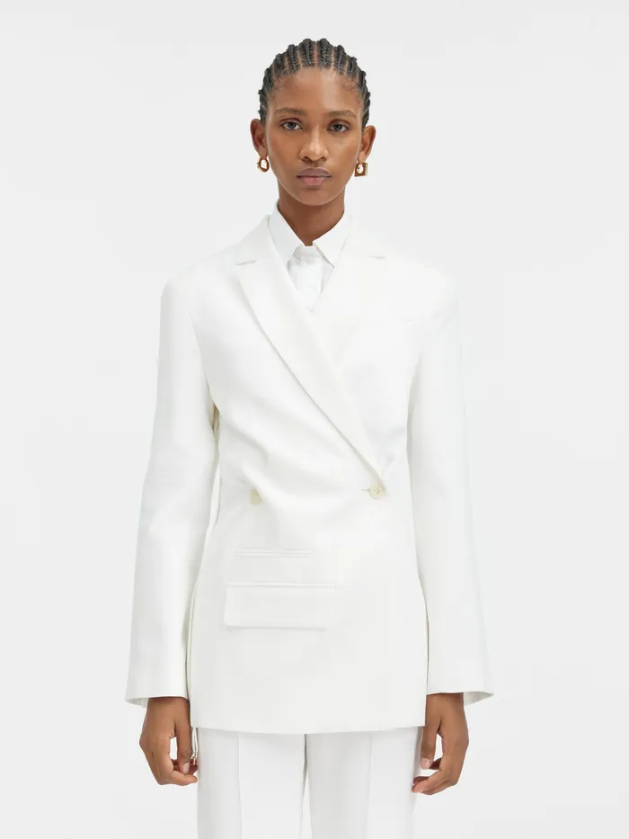 JACQUEMUS Coats and Jackets Crossover Double Breasted Blazer White 8211 Women