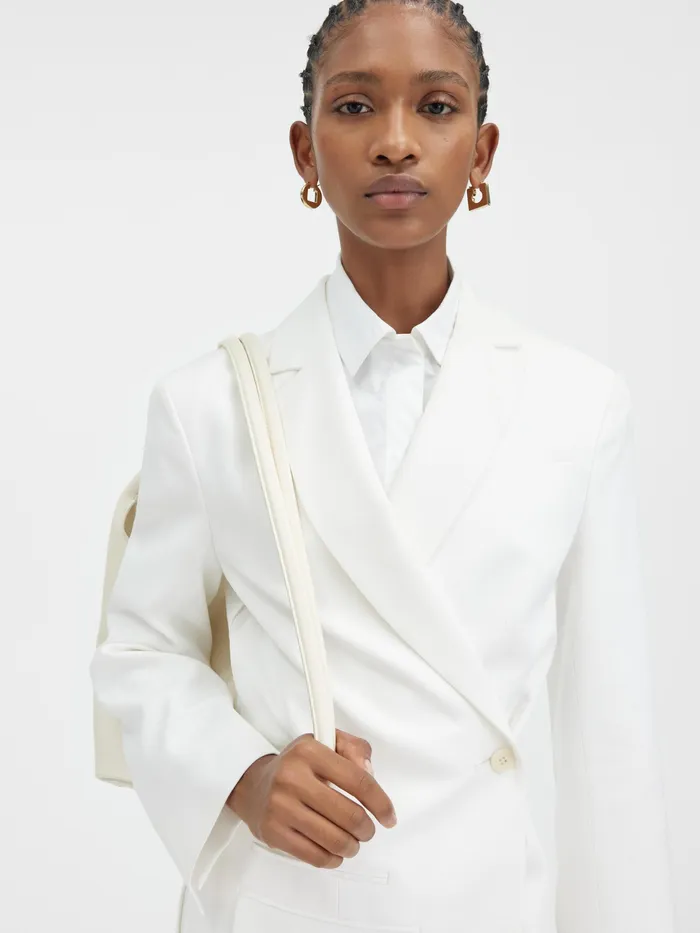 JACQUEMUS Coats and Jackets Crossover Double Breasted Blazer White 8211 Women