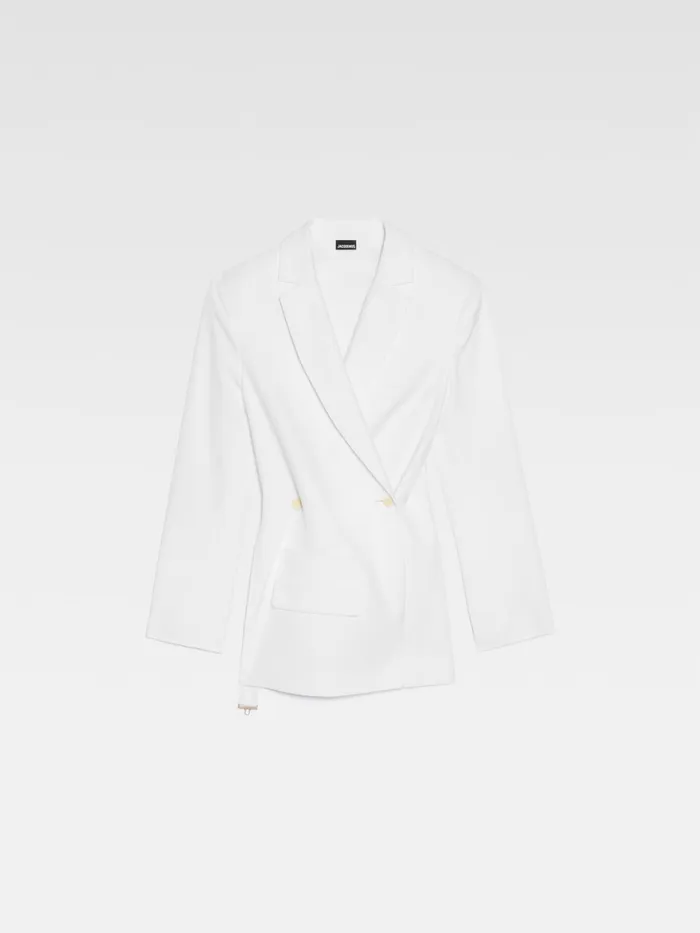 JACQUEMUS Coats and Jackets Crossover Double Breasted Blazer White 8211 Women