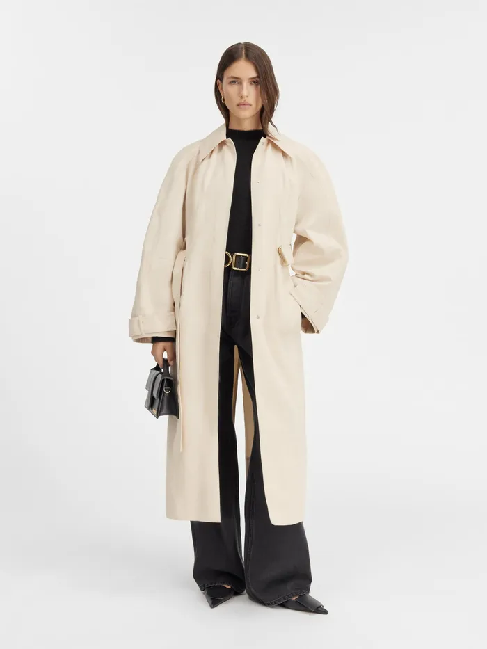 JACQUEMUS Coats and Jackets Fitted Trench Coat Beige 8211 Women