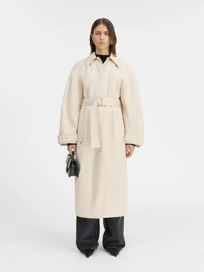 JACQUEMUS Coats and Jackets Fitted Trench Coat Beige 8211 Women