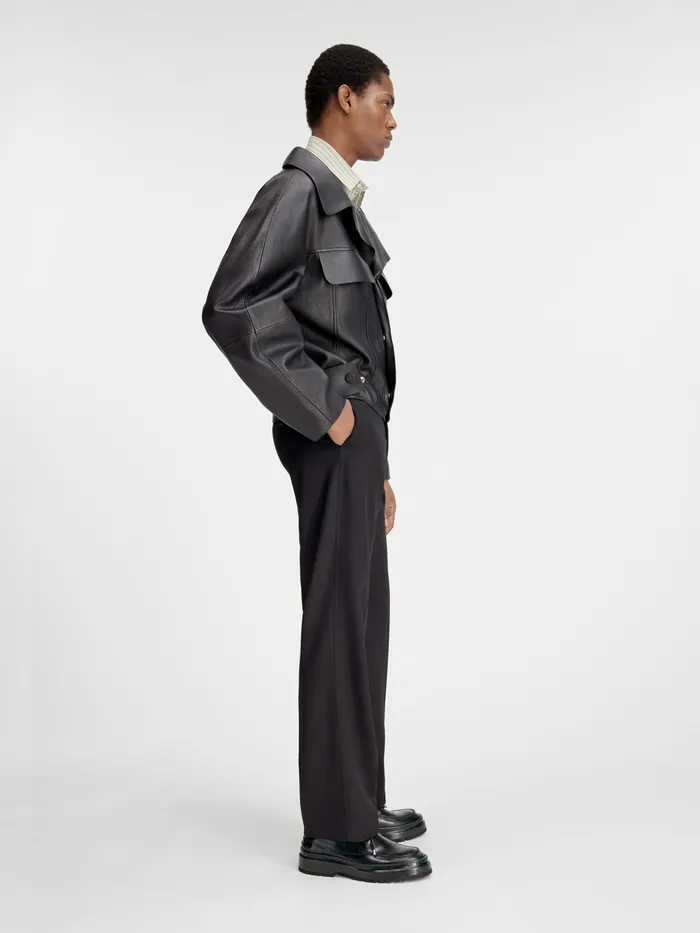 JACQUEMUS Coats and Jackets Leather Aviator Jacket Black 8211 Men