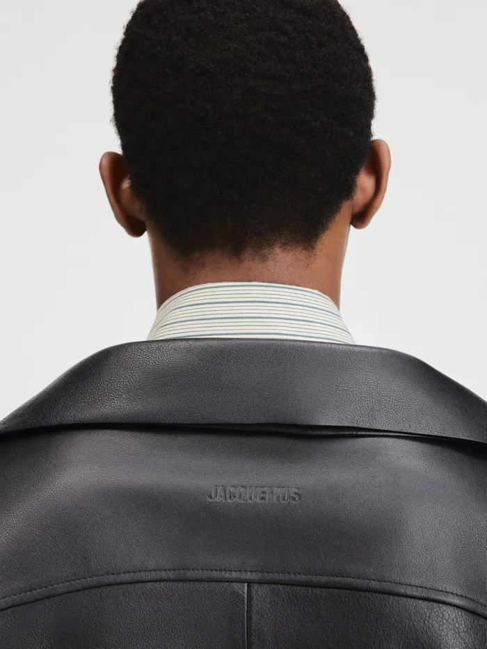 JACQUEMUS Coats and Jackets Leather Aviator Jacket Black 8211 Men