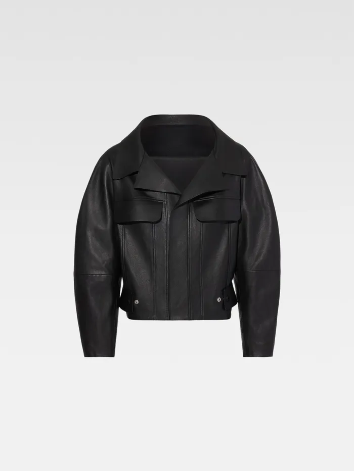 JACQUEMUS Coats and Jackets Leather Aviator Jacket Black 8211 Men