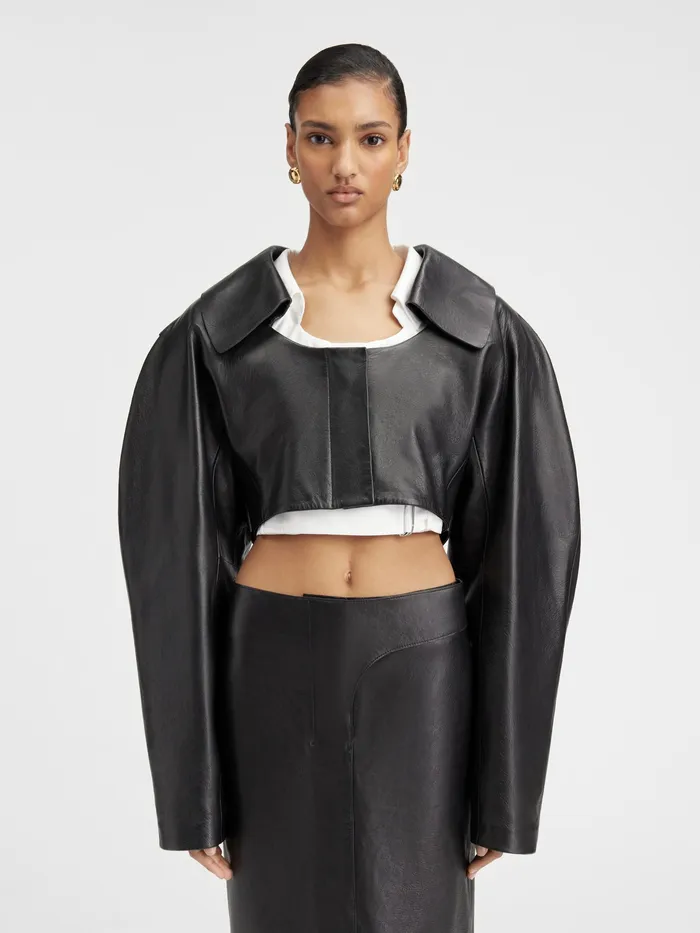 JACQUEMUS Coats and Jackets Leather Bolero Black 8211 Women