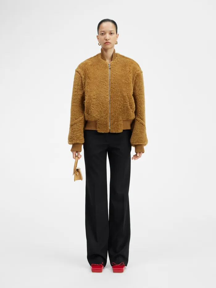 JACQUEMUS Coats and Jackets Shearling Bomber Camel 8211 Women